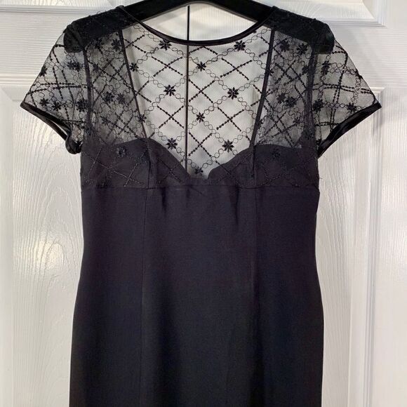 CLASSIC LITTLE BLACK DRESS CREPE & CHIFFON SIZE 8P - Picture 2 of 8
